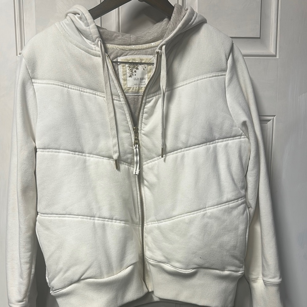 White Quilted Hooded Zip-Up Jacket - Women